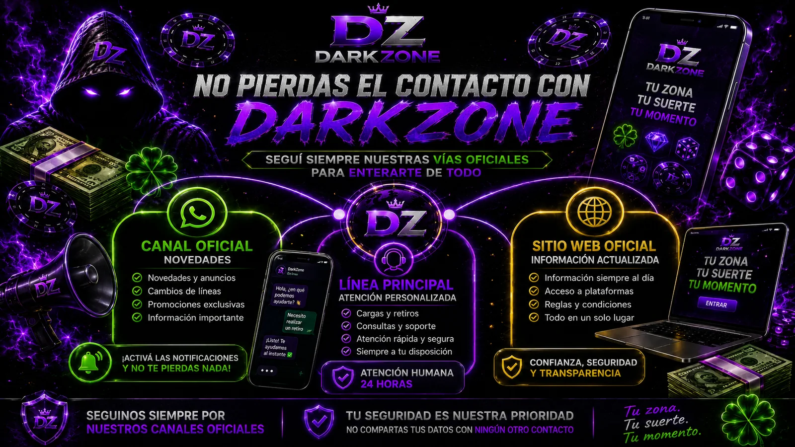 Vías oficiales de DarkZone